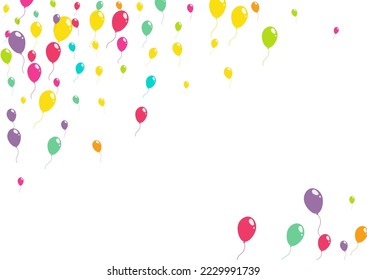 Bright Jubilee Baloon Vector  White Background. Happy Inflatable Ball Illustration. Red and Green and Yellow Round Poster. Cute Glossy Ballon Banner.