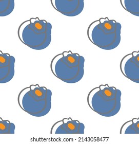 Bright juicy blueberry seamless pattern vector illustration. Summer design with blue berries. Hand drew ink doodle style. Abstract fruit. 