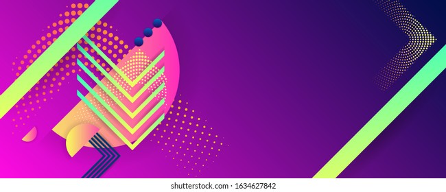 Bright juicy colors background with geometric elements, lines and dots for text, universal design, banner concept
