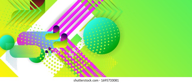 Bright juicy colors background with geometric elements, lines and dots for text, universal design