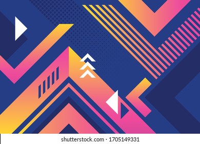 Bright juicy colors background with geometric elements, lines and dots for text, universal design, banner concept