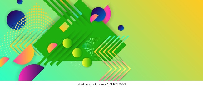 Bright juicy colors background with geometric elements, lines and dots for text, universal design, banner concept