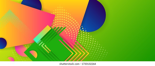 Bright juicy colors background with geometric elements, lines and dots for text, universal design, banner concept