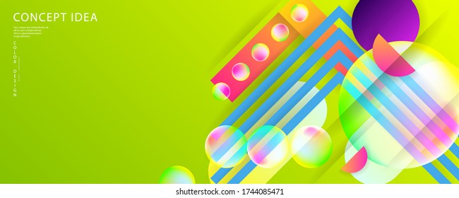 Bright juicy colors background with geometric elements, lines and dots for text, universal design, banner concept