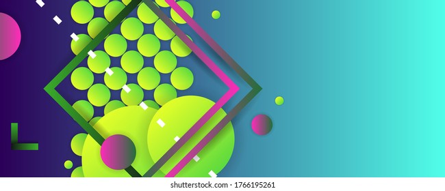 Bright juicy colors background with geometric elements, lines and dots for text, universal design, banner concept