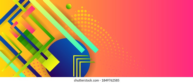 Bright juicy colors background with geometric elements, lines and dots for text, universal design, banner concept. Vector eps10