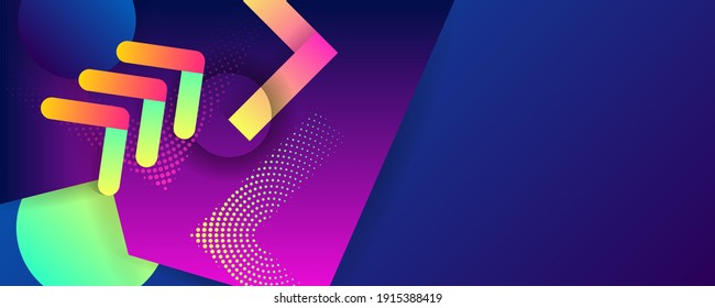 Bright juicy colors background with geometric elements, lines and dots for text, universal design, banner concept