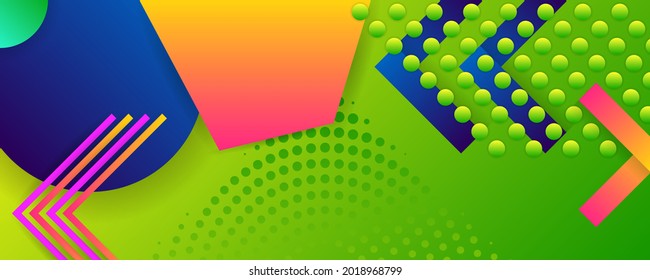  Bright juicy colors background with geometric elements, lines and dots for text, universal design, banner concept