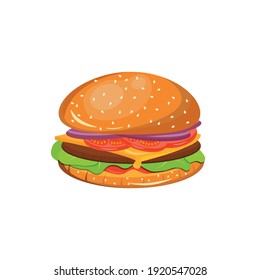 Bright and juicy hamburger Vector Illustration