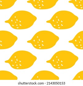 Ilustración vectorial de patrón limón limón transparente. Diseño de verano con frutas amarillas. Mano dibujó el estilo de doodle de tinta. Frutos abstractos. 