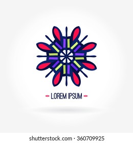 Bright juicy logo. Beautiful circular logos. Logo for boutique, sweets. Company logo, mark, emblem, element. Simple geometric logo. Mandala logo. Business, invitations. Kaleidoscope logo.