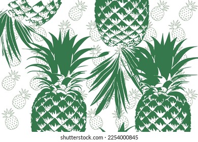 Bright, juicy seamless pattern of abstract shapes, fruits, citrus lemons, oranges and anans. Bright modern colors of tropical background.