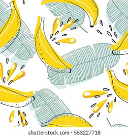 Bright And Juicy Seamless Vector Pattern With Bananas