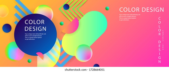 Bright juicy summer colors background with geometric elements, lines colorful stripes and dots for text. Design concept stock vector illustration