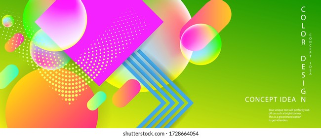 Bright juicy summer colors background with geometric elements, lines colorful stripes and dots for text. Design concept stock vector illustration