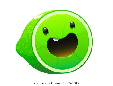 bright juicy tasty green lime cartoon fun isolated