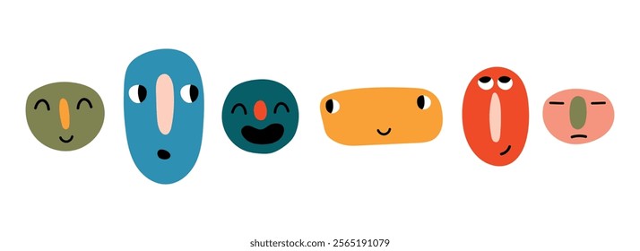 Bright kawaii emoji set. Joy, sadness and other emotions. Funny vector illustration for your design