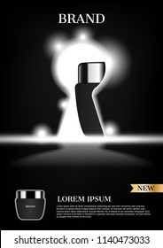 Bright keyhole with cosmetic cream inside concept