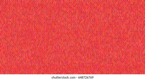 Bright knitted texture on red background. Colorful melange wool yarn. Can be used as wallpaper, design element, independent project for website etc. Woolen knit cloth.