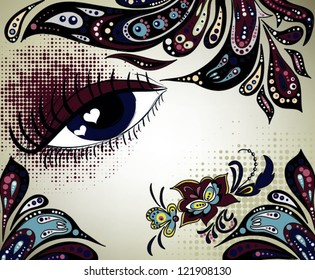 Bright konrastny vector illustration with an eye