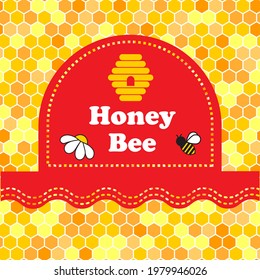 bright label poster advertising packaging for honey in vector