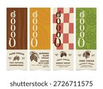 Bright labels for cocoa products, available in a variety of designs. Each template highlights the product s unique characteristics and provides other useful information.