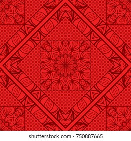 Bright lace ornament for tablecloth. Decorative seamless floral pattern. Vector illustration