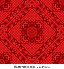 Bright lace ornament for tablecloth. Decorative seamless floral pattern. Vector illustration
