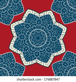 Bright lace seamless background with round ornament