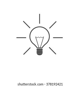 Bright lamp bulb. Vector icon grey
