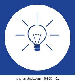 Bright lamp bulb. Vector icon blue and white
