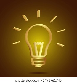 Bright lamp icon on a dark gradient background. 3 D. Vector illustration.