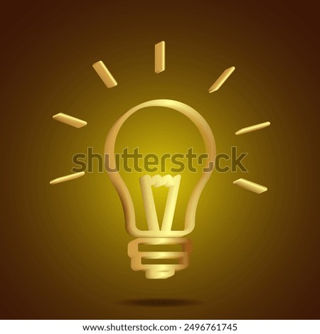 Bright lamp icon on a dark gradient background. 3 D. Vector illustration.