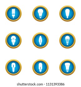 Bright lamp icons set. Flat set of 9 bright lamp vector icons for web isolated on white background