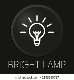 Bright lamp minimal vector line icon on 3D button isolated on black background. Premium Vector.