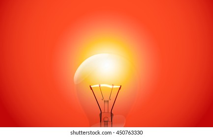 Bright lamp on red background