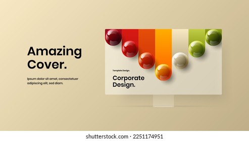 Bright landing page design vector illustration. Vivid monitor mockup web project layout.