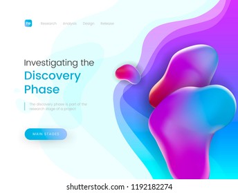 Bright landing page template with a modern trendy wave background, can be used for corporate business, identity brand and discovery theme web sites. Header for website. Vector illustration