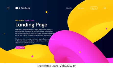 Bright landing page template. Simple abstract shapes