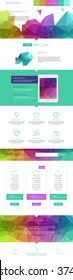 Bright landing page web template in modern style with triangular elements, for marketing and startup