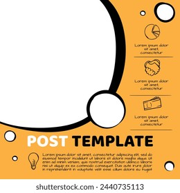 Bright layout in yellow and black colors. Vector template design for banner, social media, flyer, handout, announcement