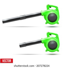 Bright Leaf garden blower in red color. Vector Illustration isolated on white background.