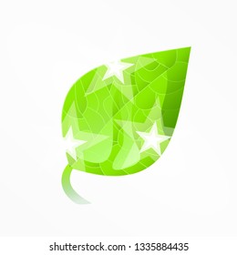 Bright leaf isolated on gray background. Vector illustration.