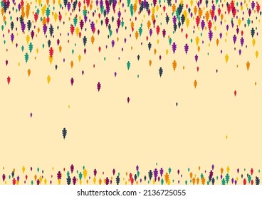 Bright Leaf Vector Beige Background. Orange Foliage Scattered Card. Natural Confetti Texture. Autumn Leaf Template.