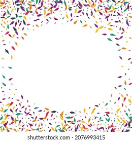 Bright Leaf Vector White Background. Orange Confetti October Card. Element Foliage Texture. Autumn Confetti Design.