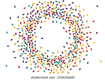 Fondo blanco del vector de la hoja brillante. Colorida Tarjeta de Caída del Foliage. Patrón caótico de Confetti. Diseño de Hojas Naranjas.