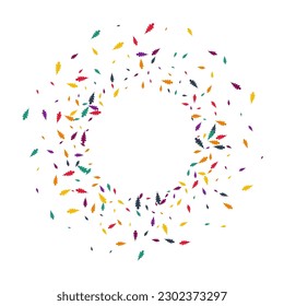 Bright Leaf Vector White Background. Green Foliage Botany Template. Bio Confetti Design. Red Leaf Set.