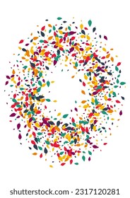 Bright Leaf Vector White Background. Yellow Confetti Forest Design. Maple Foliage Backdrop. Colorful Foliage Illustration.