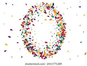 Bright Leaf Vector White Background. Orange Foliage October Illustration. Eco Confetti Texture. Colorful Foliage Card.