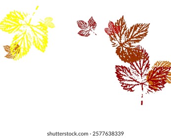 Bright Leaf Vector White Background. Colorful Foliage Fall Card. Leaves dancing in the autumn wind